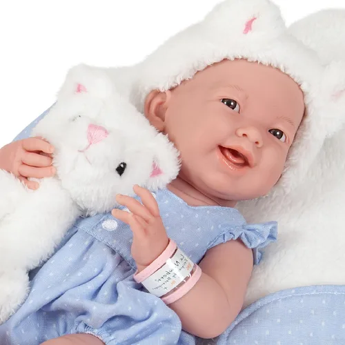 Miniatura 2 de JC Toys La Newborn Muñeca de bebé de 15 pulgadas anatómicamente correcta de vinilo, con niña real en azul y accesorios de lujo, diseñada por Gato