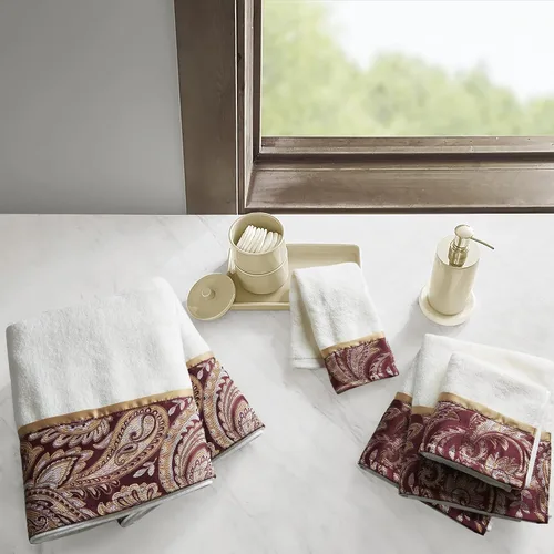 Miniatura 8 de Madison Park - MP73-5310 Aubrey - Juego de 6 piezas de jacquard para baño, 2 toallas de mano de baño, 2 paños de baño, diseño texturizado de lujo
