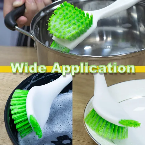 Miniatura 5 de Paquete de 3 cepillos para platos, cepillo para fregar platos, cepillo de cocina para limpiar platos, limpiador de cerdas de doble cara para platos