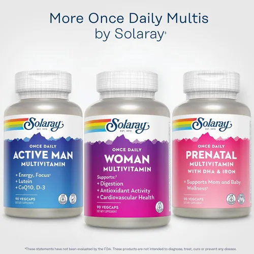 Miniatura 6 de SOLARAY Once Daily Woman Multivitamínico con hierro, energía celular, digestión, apoyo de glóbulos rojos, multivitamínico para mujeres con vitamina