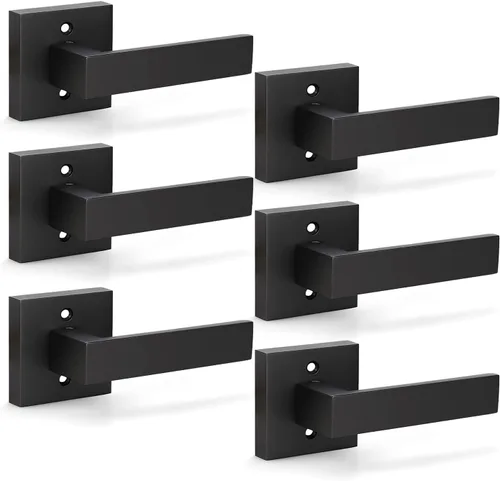 KNOBWELL Paquete de 6 manijas de puerta falsas de color negro mate para puerta interior de armario, pasillo interior, manijas de puerta cuadradas