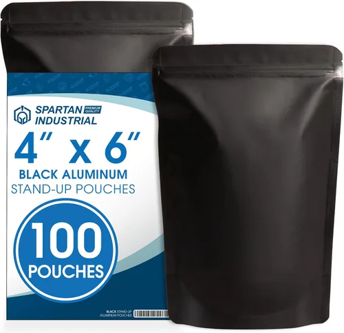 Miniatura 15 de Spartan Industrial Bolsas de Mylar de Pie de 3.5" X 5.5" Negro Mate - 100 Bolsas Pequeñas a Prueba de Olores con Apertura Termosellable y Cremallera