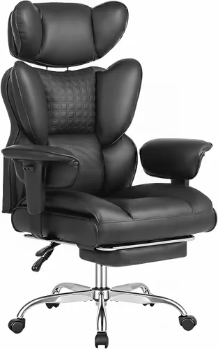 DUMOS Silla de escritorio grande y alta para oficina en casa, silla de computadora para juegos, silla ergonómica ejecutiva con reposapiés, respaldo