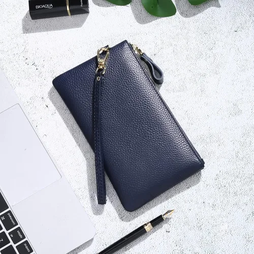 Miniatura 6 de GOIACII Cartera de cuero delgada con bloqueo RFID para mujer
