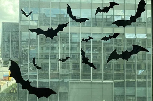 Miniatura 4 de 80 piezas de decoraciones de murciélagos de Halloween, 3 estilos de calcomanías extraíbles en 3D con 4 tamaños para decoración de Halloween