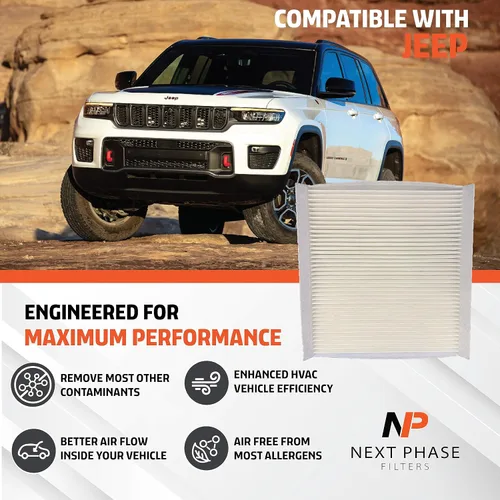 Miniatura 4 de Paquete de 1 filtro de aire de cabina, fabricado en Estados Unidos, compatible con varios modelos de automóviles Fiat y Jeep. Reemplaza a O.E.