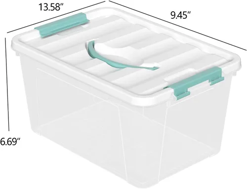 Miniatura 2 de Xyskin Contenedores de almacenamiento transparentes de 14 cuartos de galón con tapa y mango verde, caja de cierre de almacenamiento/contenedor