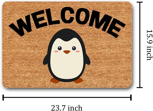 Miniatura 3 de Divertida alfombra de bienvenida para entrada de interior y porche, diseño de pingüinos de bienvenida, diseño de animales, tapete para decoración