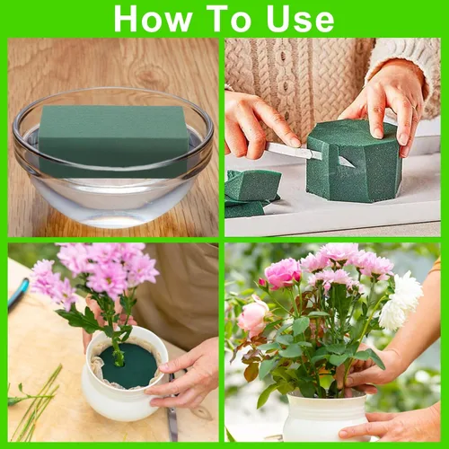 Miniatura 4 de CCINEE 3 piezas de bloques de espuma floral, bloques verdes de espuma floral para mini floristería, suministros para arreglos de flores frescas