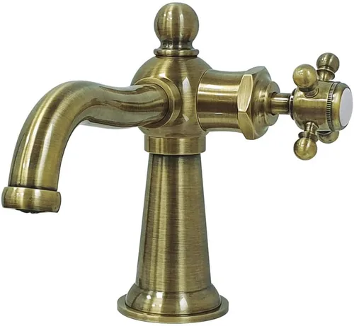 Kingston Brass KS154BXAB - Grifo de baño náutico de una sola manija con Push Pop-Up, latón antiguo
