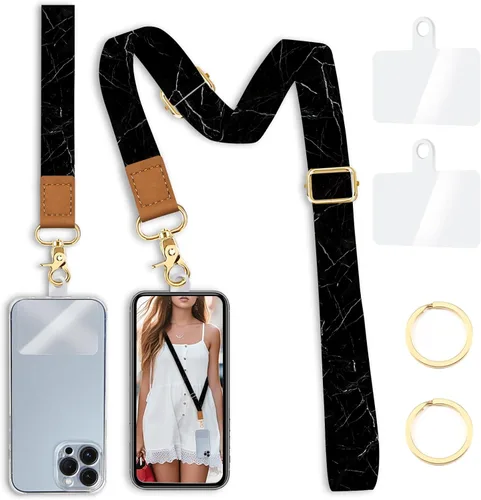 Miniatura 26 de Cordón cruzado para teléfono celular con correa para la muñeca, diseño de flores, para colgar alrededor del cuello, correa floral ajustable
