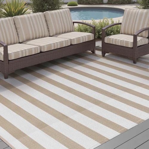 Miniatura 39 de PureCozy Alfombra de paja de plástico para exteriores, color negro, beige, grande, impermeable, para patio, 5 x 8 pulgadas, geométrica, reversible