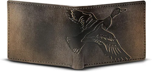 Miniatura 7 de HoJ Co. DUCK - Cartera plegable para hombre Cartera para hombre deportista al aire libre Cuero de grano completo pulido a mano Cartera delgada