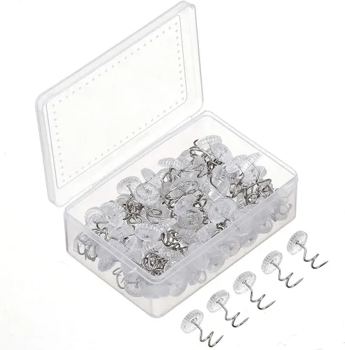 Miniatura 4 de Akstore 100 alfileres de falda de cama con cabezas transparentes para tapicería, fundas y faldas de cama, alfileres de falda de cama (100 unidades)