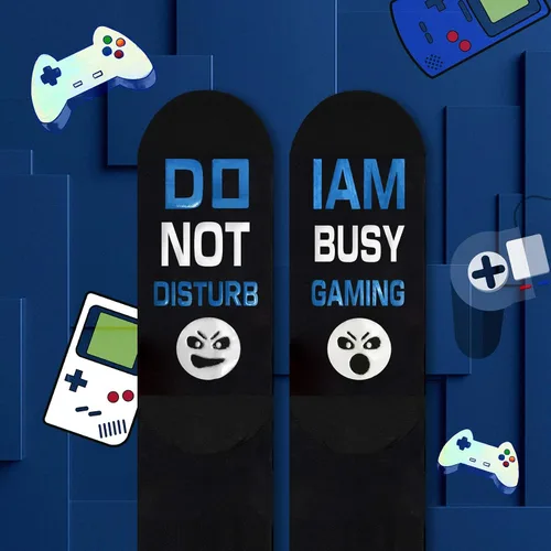 Miniatura 114 de AGRIMONY Calcetines divertidos con texto en inglés «Do Not Disturb Gaming» para hombres, mujeres, adolescentes, niños, Pascua, padres, cumpleaños