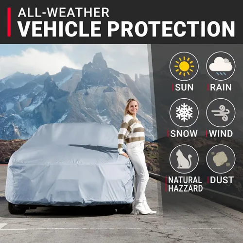 Miniatura 2 de iCarCover Funda de coche premium para Ford Maverick 1969-1977, resistente, impermeable, para todo tipo de clima, automóviles con ajuste plateado