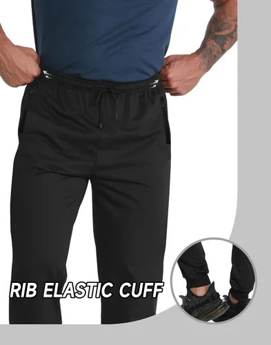 Miniatura 5 de RPOVIG Pantalones deportivos para hombre, paquete de 3 bolsillos con cremallera, pantalones deportivos para hombre, ropa de entrenamiento atlético