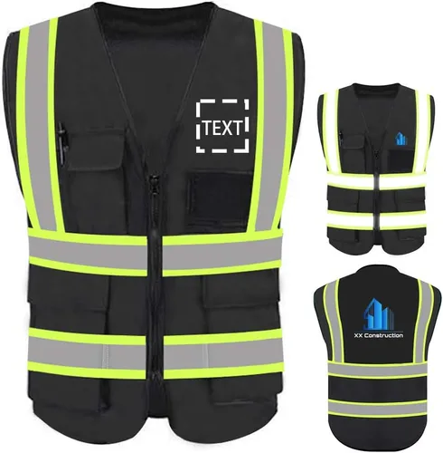 Miniatura 10 de Personalizar su texto/logotipo/imagen chaleco de seguridad de alta visibilidad ropa de trabajo de protección con tiras reflectantes