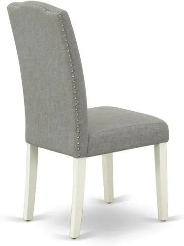 Miniatura 9 de East West Furniture DMEN3-LWH-06 - Juego de comedor de 3 piezas para espacios pequeños que contiene una mesa de comedor redonda con gotas y 2 sillas