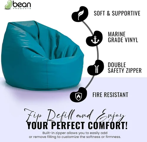 Miniatura 3 de Bean Products Funda de vinilo para puf de barco marino, estilo retro, resistente a la intemperie, para adultos, funda lavable sin relleno, cómoda