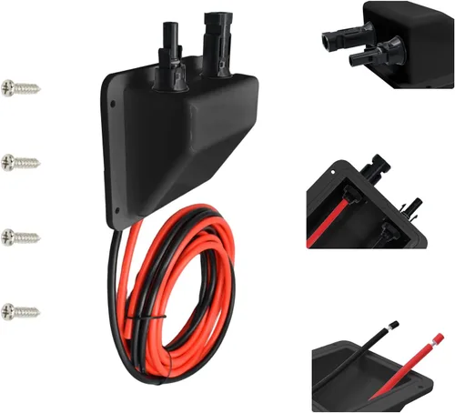 Glándula de entrada de cable solar Trisinger, cable de extensión solar suave negro de 10Ft 10AWG y conector, carcasa de entrada de cable doble 10