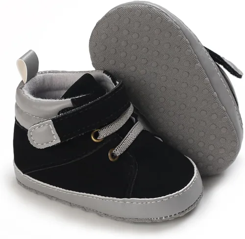 SOFMUO Zapatos deportivos para bebés, niños y niñas, de piel sintética, antideslizantes, suela de goma suave, botines de vestir para niños pequeños