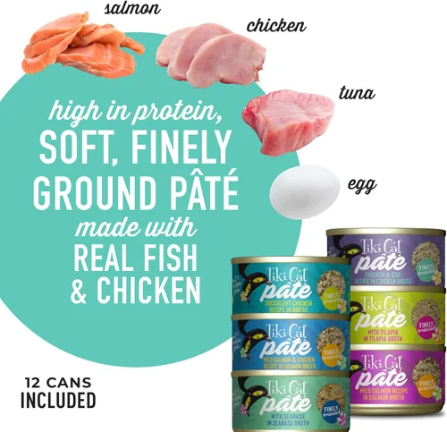 Miniatura 5 de Tiki Cat Luau Pâté - Paquete variado de combinaciones suculentas de proteínas reales, nutrición equilibrada sin granos, comida enlatada húmeda