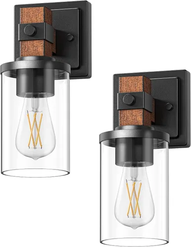Miniatura 8 de EDISHINE Juego de apliques de pared de 2, accesorios de iluminación de tocador de estilo granja para baño, lámpara de montaje en pared rústica
