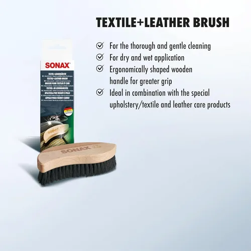 Miniatura 7 de SONAX Cepillo para Textiles y Cuero Cepillo Profesional de Limpieza Interior para Tapicería de Tela, Alcántara y Superficies de Cuero