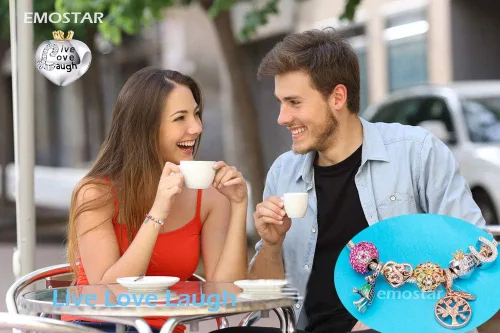 Miniatura 25 de Abalorio de concientización sobre el autismo para pulsera europea de bricolaje, plata de ley 925, dijes esmaltados, dijes Live Love Laugh Charms, I