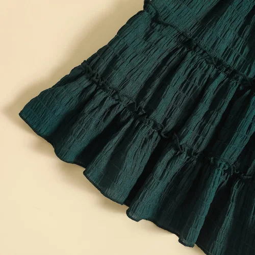 Miniatura 6 de BemeyourBBs Vestido de verano para niña pequeña, manga corta, volantes, plisado, vestido de playa para niña pequeña