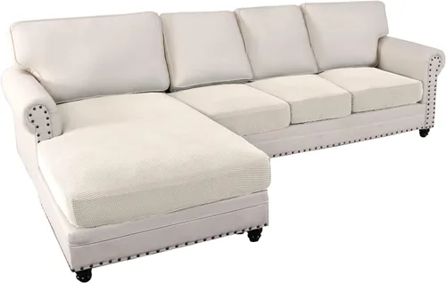 Miniatura 25 de MIFXIN Fundas para sofá modular, 3 piezas, funda de asiento de sofá de terciopelo elástico en forma de L, funda de cojín separada, protector