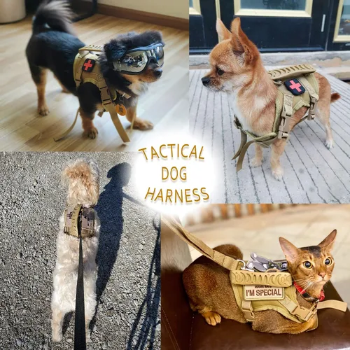 Miniatura 4 de Arnés táctico para perro, chaleco táctico para cachorros, con mango de goma, K9, ajustable y militar, chaleco para mascotas, arnés