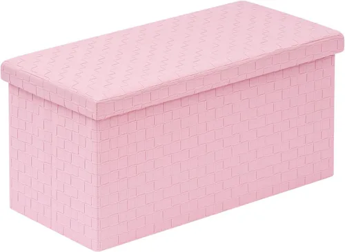 Miniatura 9 de B FSOBEIIALEO Taburete plegable de piel sintética, reposapiés de banco largo, caja de juguetes, color negro, 30.0 x 15.3 x 15.2 in