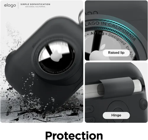 Miniatura 5 de elago Snapshot - Funda compatible con AirPod con soporte para AirTag (AirPods 3), bonito diseño de cámara con llavero, silicona duradera, soporta