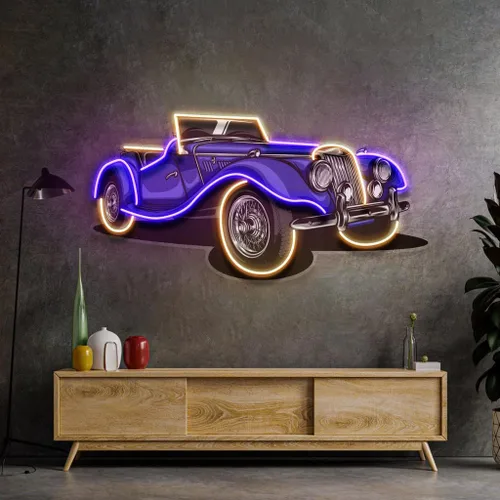 Letrero de neón clásico vintage con estampado UV para automóvil, sala de juegos, habitación de niños, decoración retro para coche, bar, club,