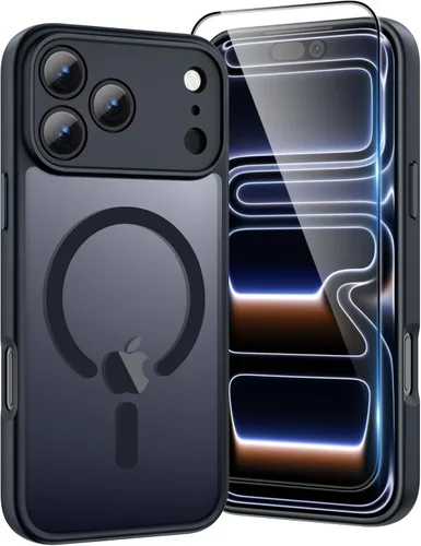 Funda 2 en 1 para iPhone 17 Pro, protección completa de la cámara, compatible con MagSafe, delgada, translúcida, mate, a prueba de golpes, Negro