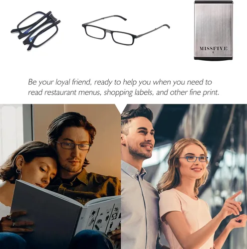 Miniatura 3 de Missfive Gafas de Lectura Plegables Premium con Bloqueo de Luz Azul para Hombres y Mujeres, Ultrafinas Plegables Portátiles Lectores de Viaje
