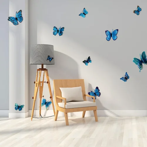 Miniatura 3 de Calcomanías de pared de doble capa de mariposas en 3D de 24 unidades, calcomanías de pared de mariposas, removibles, decoración para fiestas