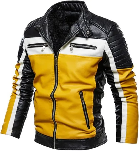 Chaqueta de cuero para hombre Chaqueta casual de piel sintética con cremallera estilo bomber Cafe Racer Slim Fit Chaqueta de motociclista de cuero