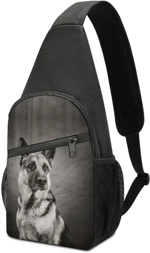 Bolso cruzado de pastor alemán blanco y negro, mochila de viaje, senderismo, mochila casual para el pecho para mujeres y hombres, talla única, Estilo