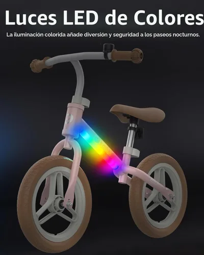 Miniatura 4 de Gotrax KS12 Bicicleta de equilibrio para niños de 2 a 5 años, bicicleta de empuje de 12 pulgadas con luz LED, asiento y manubrio ajustables, Rosa