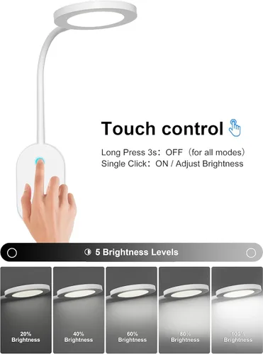 Miniatura 4 de deeloop Lámpara de Lectura Montada en la Pared, Luces de Libro con Salida USB, Lámparas de Lectura para Cabecera de Cama con Apagado Automático de 4
