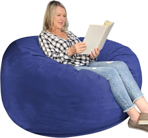 Miniatura 10 de WhatsBedding Puf de 3 pies, puf grande para adultos con relleno de espuma viscoelástica, sofá puff perezoso para sala de estar, tela de terciopelo