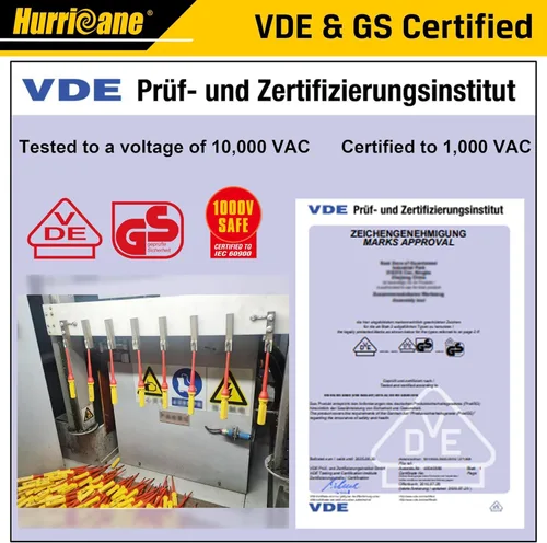 Miniatura 2 de HURRICANE Juego de destornilladores aislados para electricista profesional de 13 piezas, 1000V Cr-V punta magnética, herramientas eléctricas