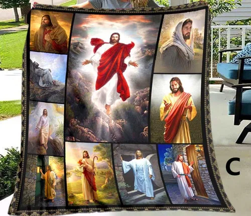 Miniatura 4 de Manta de franela para sala de estar/dormitorio de Jesús Virgen María, ultra suave, manta cálida (A, 4.9 ft* 6.6 ft (60 x 80 pulgadas)