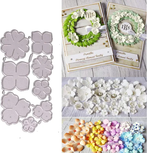 8 plantillas troqueladas de metal con diseño de flores, para manualidades, álbumes de recortes, troqueles decorativos de papel para hacer tarjetas