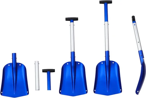 Miniatura 3 de Pala de nieve portátil telescópica de aluminio colorida para coche, ajustable, edición extendida (Azul + Plata)