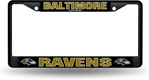 Miniatura 22 de Rico Industries Marco cromado negro primario de fútbol americano de la NFL con inserciones de plástico de 12" x 6" accesorio para automóvil/camión