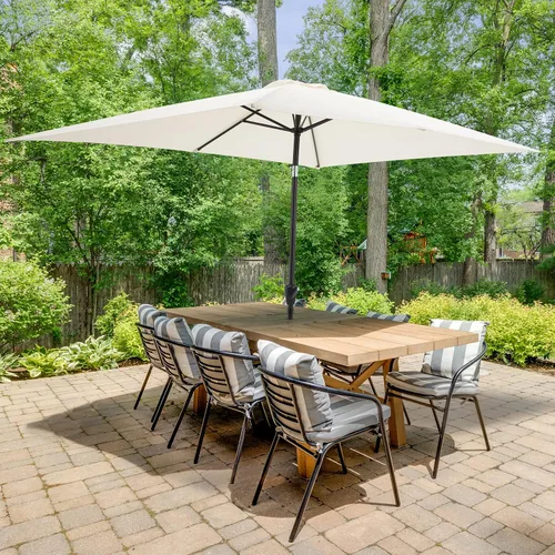 Miniatura 5 de Rectangular Patio Umbrella - 10ft Easy Crank Sun Shade with Push Button Tilt for Outdoor Furniture, Deck, Yard, or Pool by Pure Garden